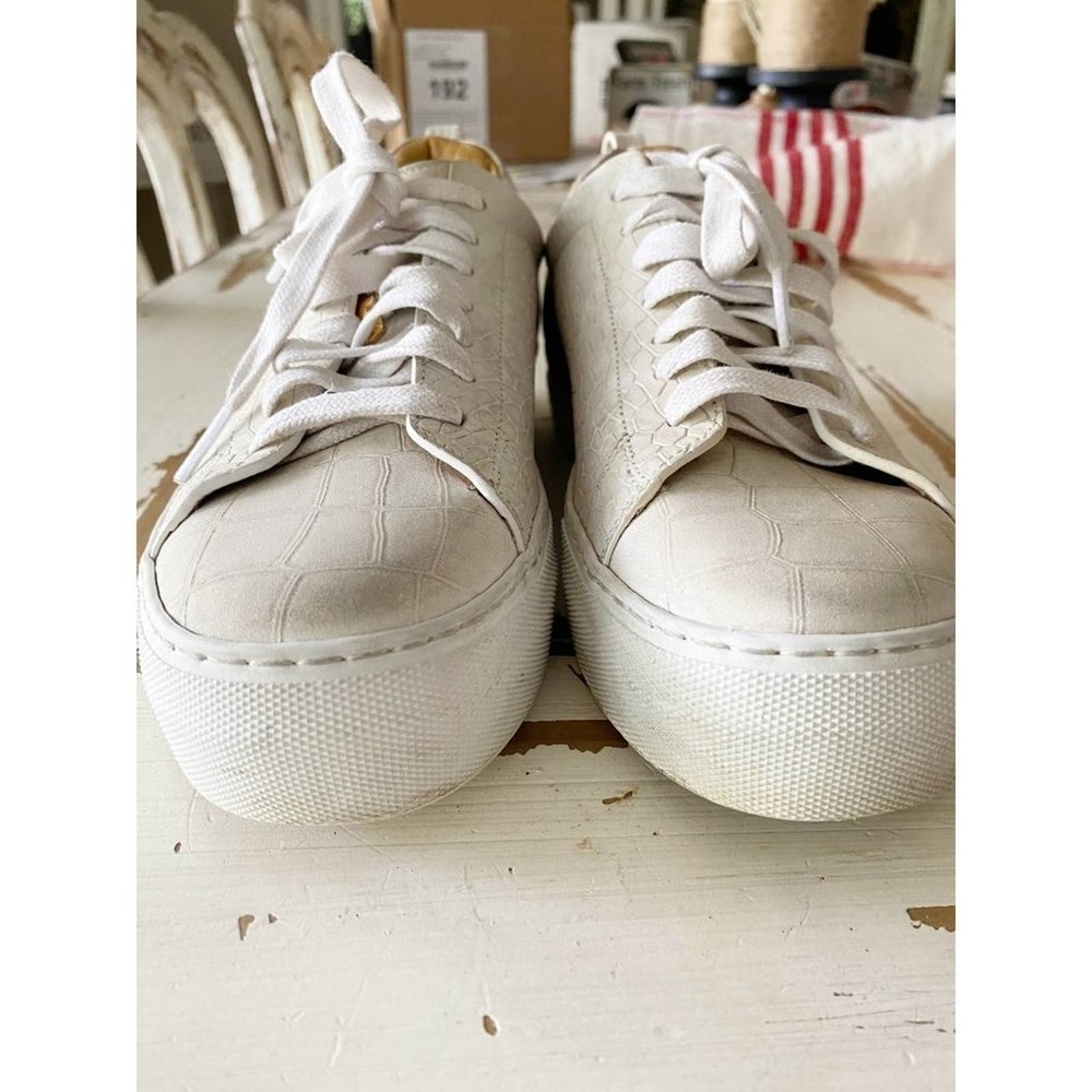 Buscemi En Noir White Crocodile Embossed Leather Low Top Sneakers Shoes Size 6 - Picture 10 of 11